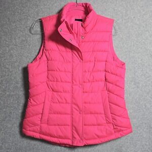 Gap Womens Size Medium Quilted Puffer Vest Pink Full Zip Sleeveless Pockets
